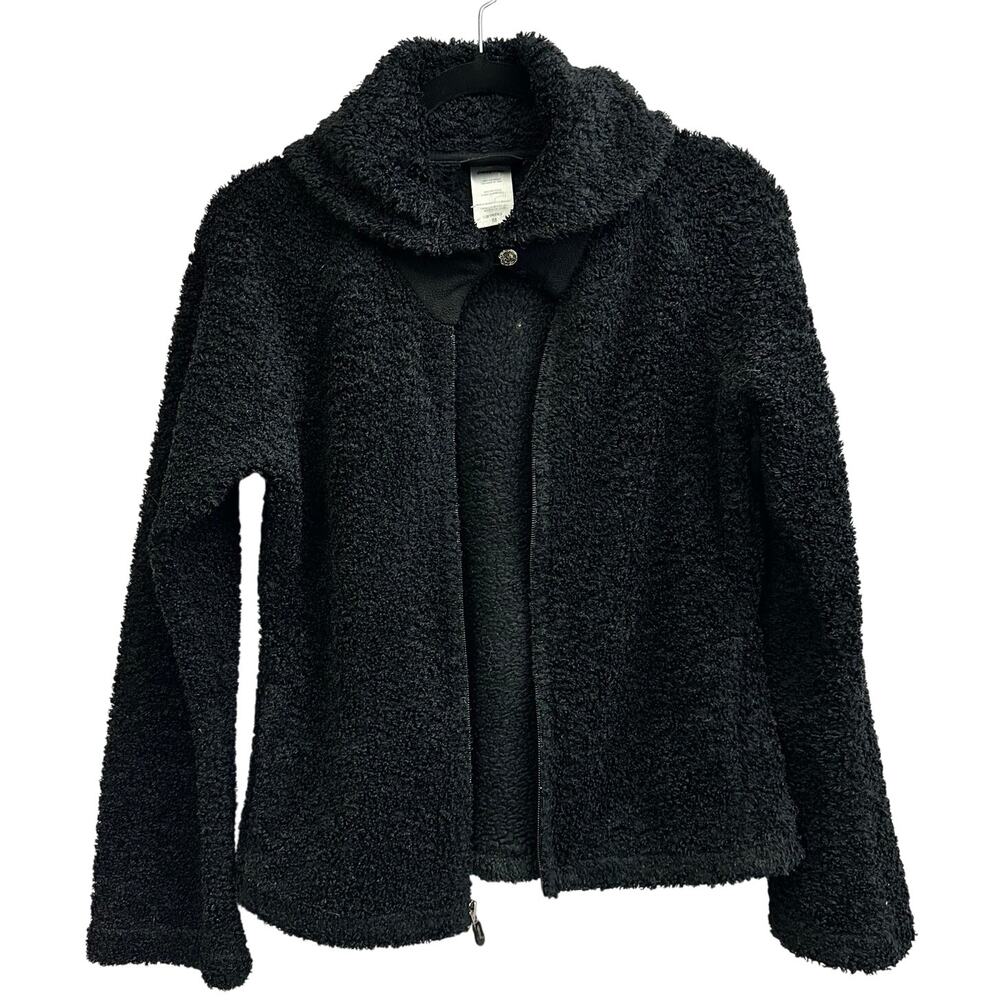 Patagonia Women's Synchilla Black Curly Q Zip Up Collared Jacket Full Zip Medium - Picture 6 of 7